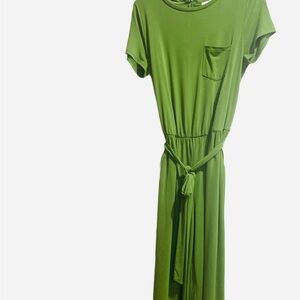 Vivid Green tie waist ankle length Jumpsuit size M